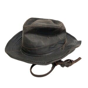 Duluth Waxed Canvas Outback Distressed Weathered Indiana Jones Hat Size XL Brown